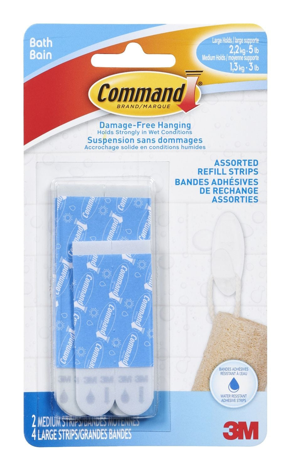 3M Command Bathroom Refill Strips, Assorted Sizes Q7Y3 - product image 1