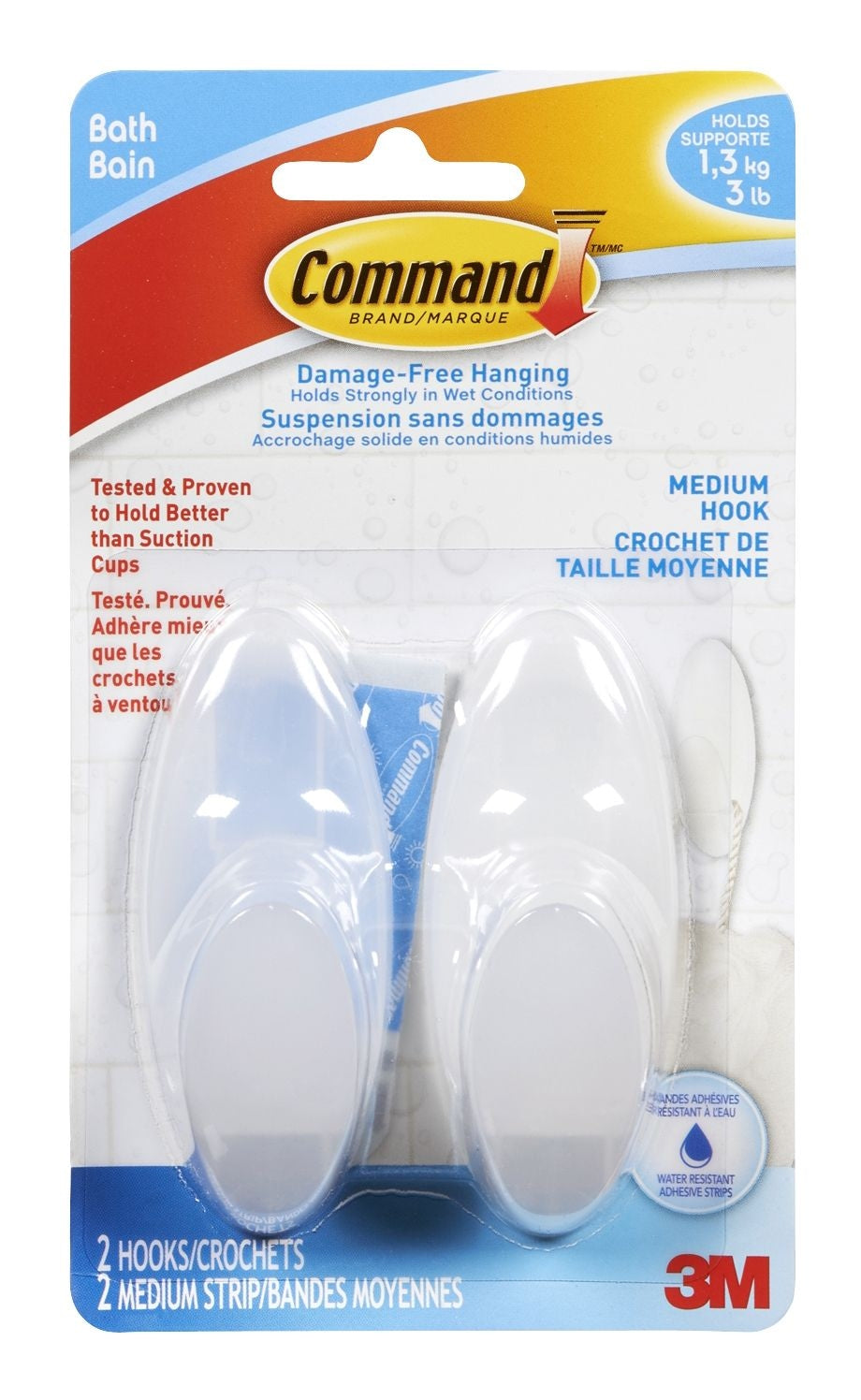 3M Command Medium Bathroom Hook, 2-pk Q6V1 - product image 1