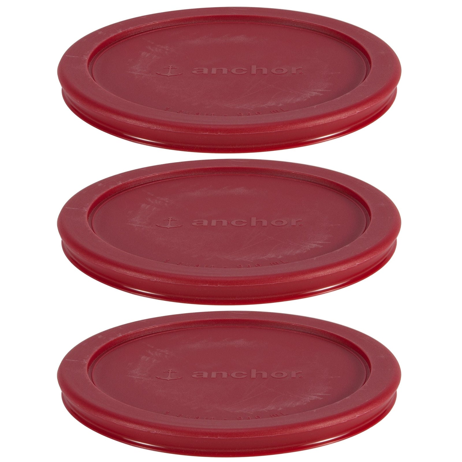 Plastic Lid Set, Red, 3-pc x 4-Cup F9H6 - product image 1