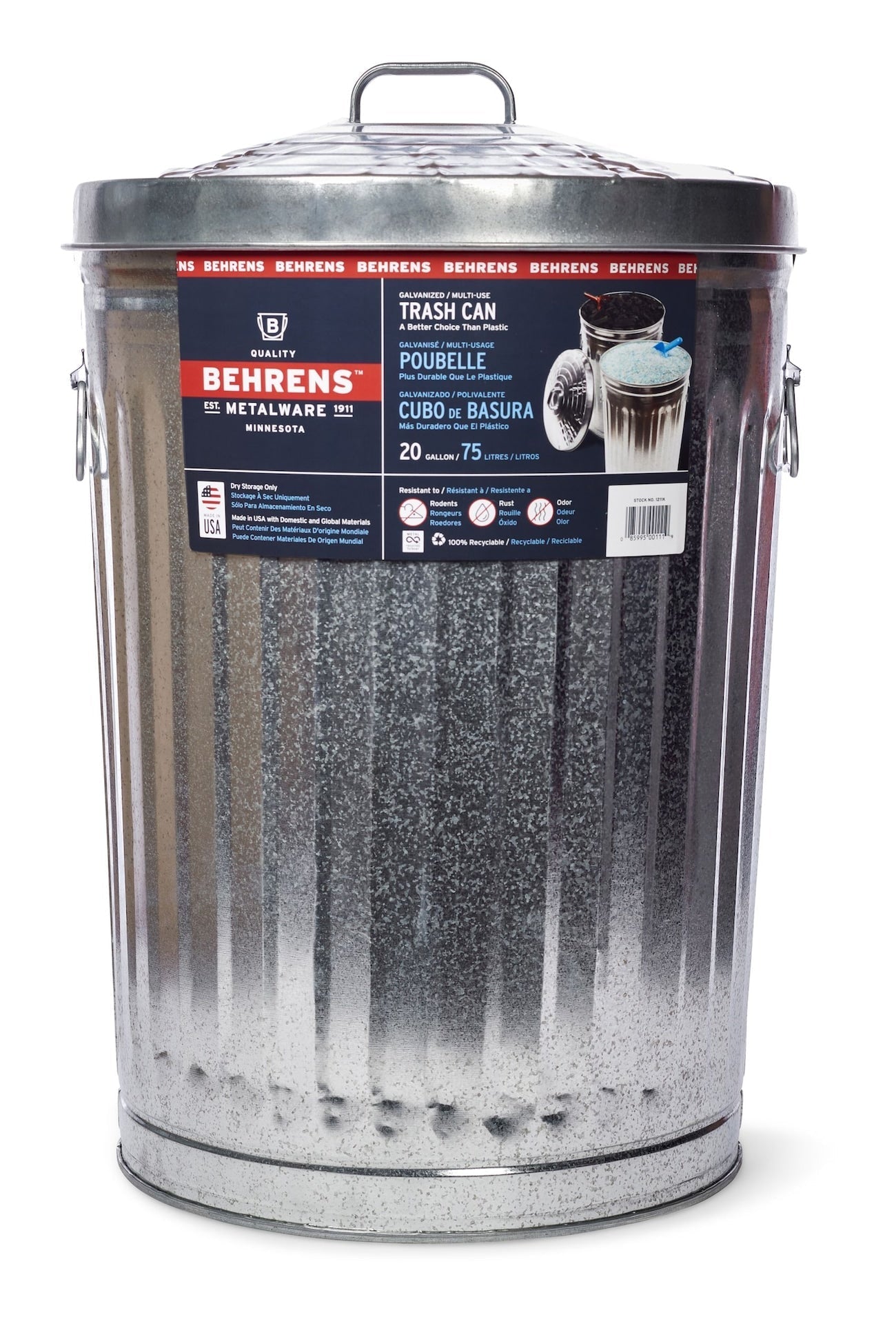 Galvanized Steel Circular Multi-Purpose Garbage Can, 75-L (19.8 US gal) F5W3 - product image 4