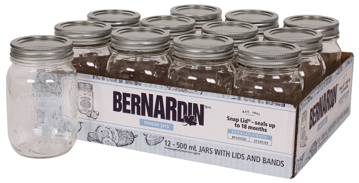 Regular Mouth Glass Mason Jars with Snap Lids, 500 mL, 12 Count G6Z6 - product image 1