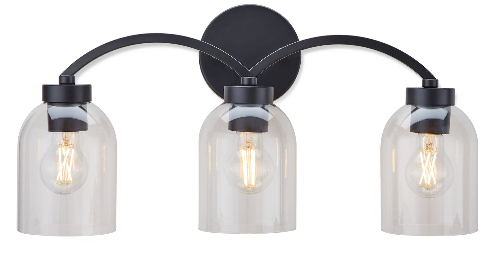 Bentbrook 3-Light Vanity with Glass Shade, Black F3B8 - product image 1