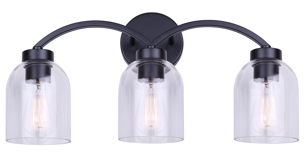Bentbrook 3-Light Vanity with Glass Shade, Black F3B8 - product image 3