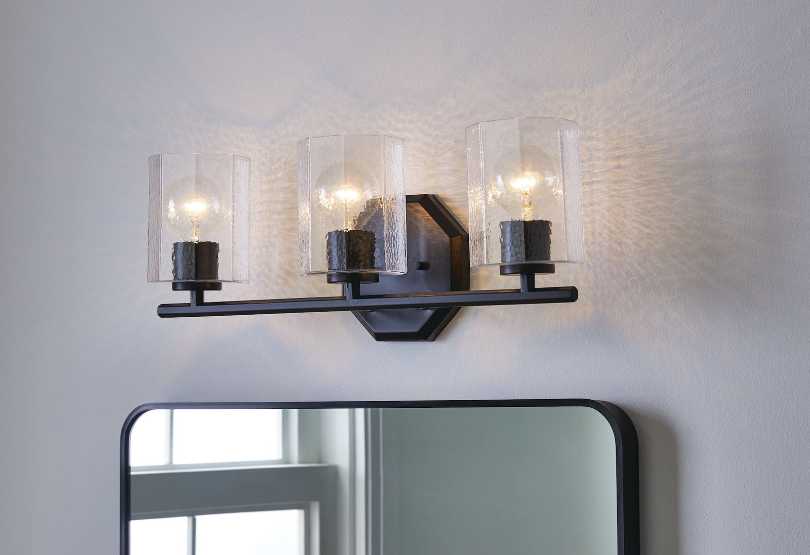 Bridgewater 3-Light Vanity Light Fixture with Rippled Glass Shade, Black H9P4 - product image 8