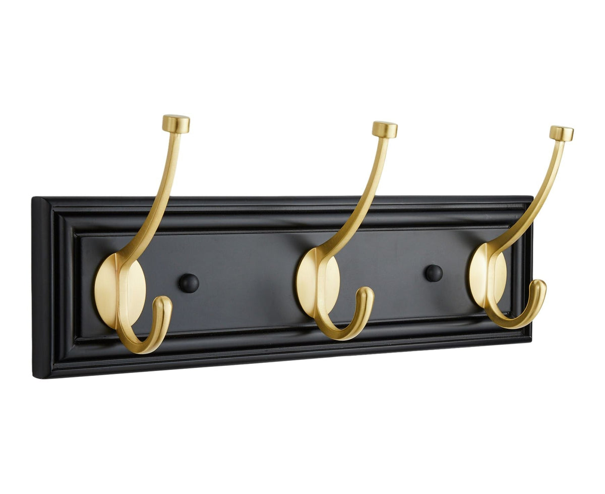 Galena Stainless Steel 3-Hook Rail, Black/Brass, 16-in T3S4 - product image 1