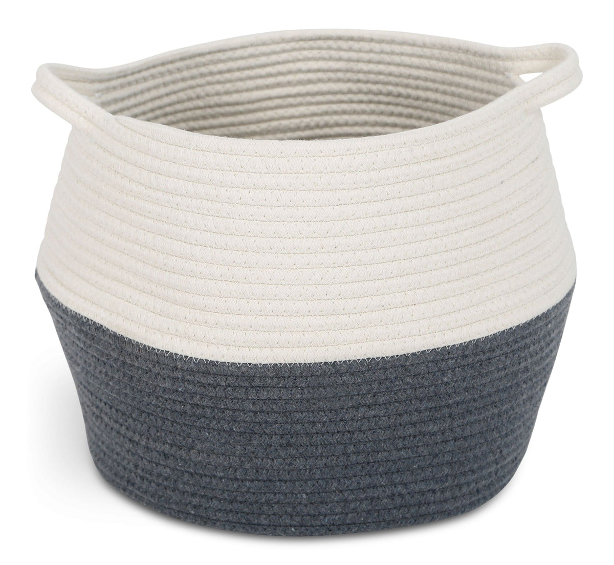 Henley Round Rope Basket, White/Grey, 12.6 x 12.6 x 11.8-in H6Q9 - product image 1