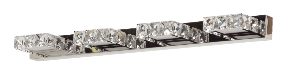 Isabella 4-Light Crystal Design LED Vanity Light Fixture, Chrome R5S7 - product image 1