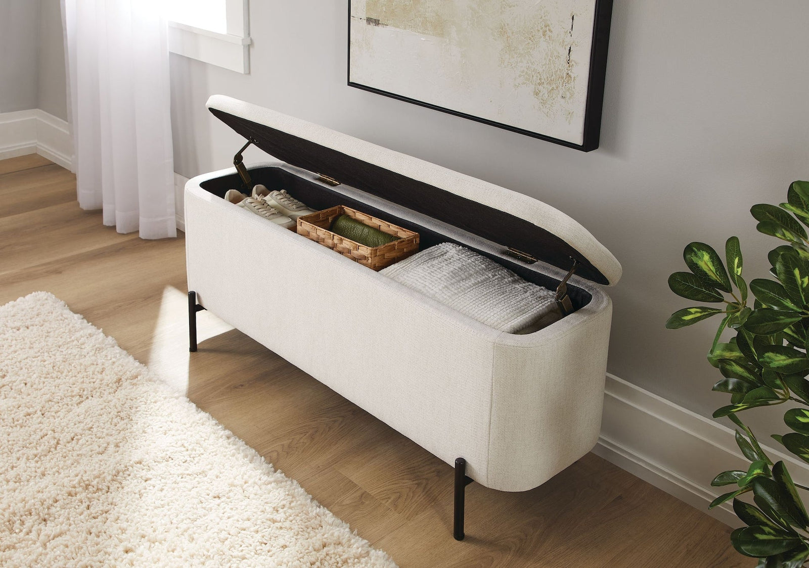 Picton Storage Bench, White O7V2 - product image 4