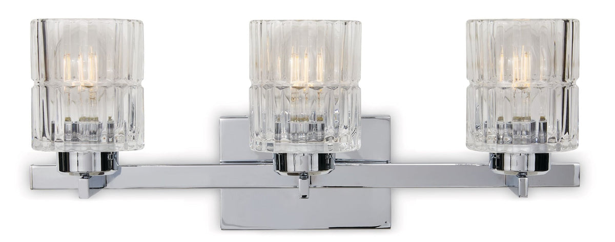 Waverly 3-Light Vanity Light Fixture with Clear Glass Shades, Chrome A0V8 - product image 1