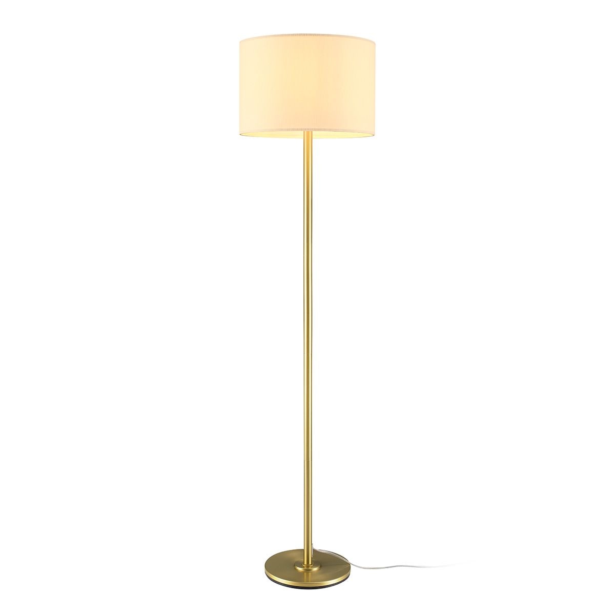 White Drum Shade Floor Lamp, 16-in, Metallic Gold/Matte Brass B2E3 - product image 1
