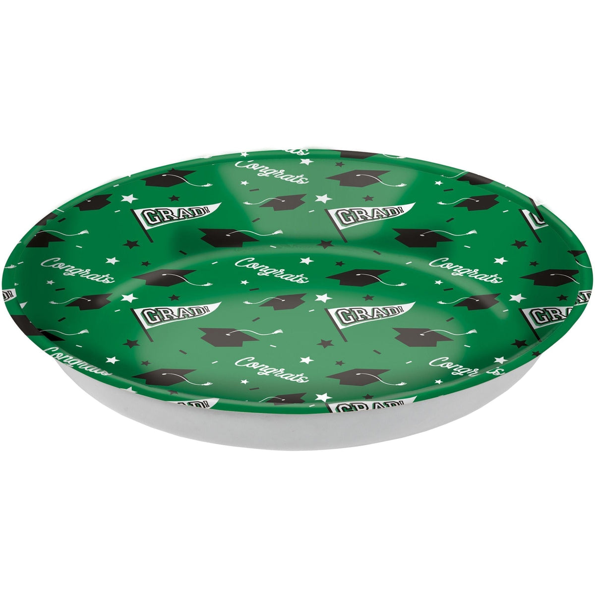 Grad" Round Plastic Reusable Serving Bowl, Green, 14-in, for Graduation W9B6 - product image 1