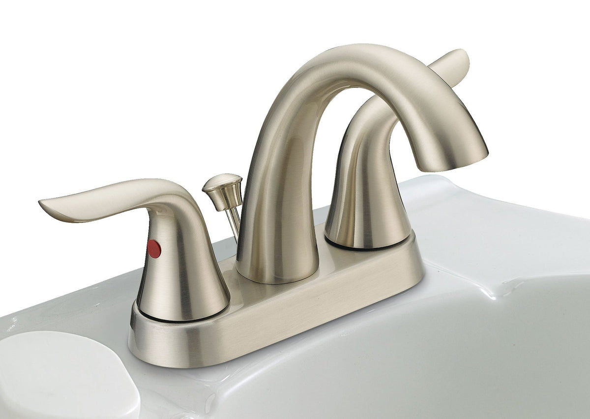 Plymouth Double Handle 4-in Centreset Bathroom Sink Faucet with Pop-Up Drain, Brushed Nickel H7L8 - product image 2