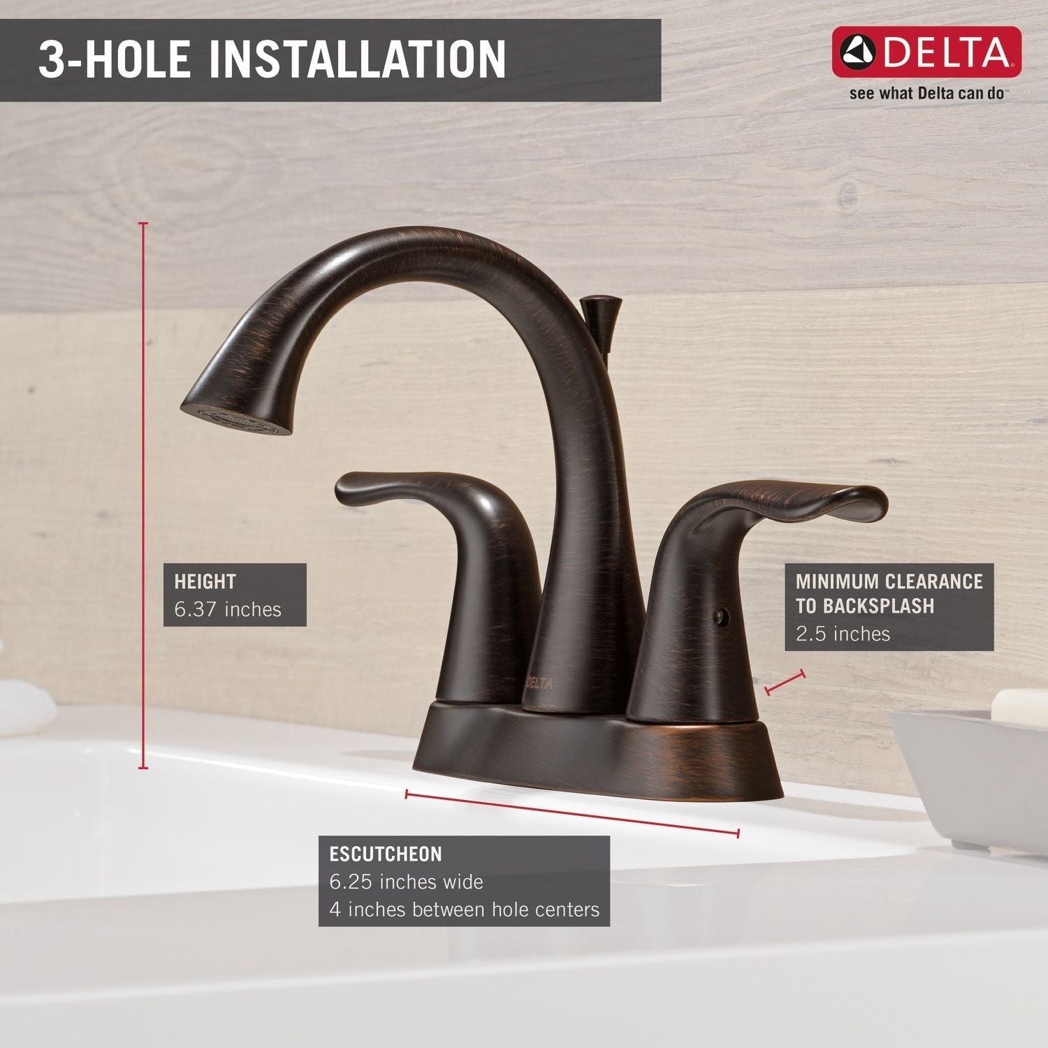 Faucet Lahara Double Handle Rigid Spout 4-in Centerset Bathroom Sink Faucet, WaterSense Certified, Venetian Bronze D2M2 - product image 2