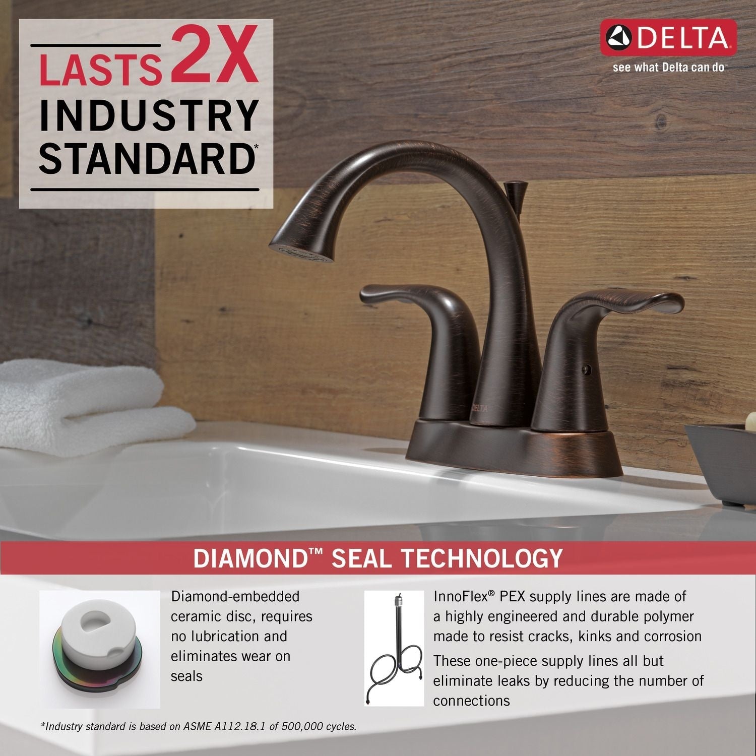 Faucet Lahara Double Handle Rigid Spout 4-in Centerset Bathroom Sink Faucet, WaterSense Certified, Venetian Bronze D2M2 - product image 3