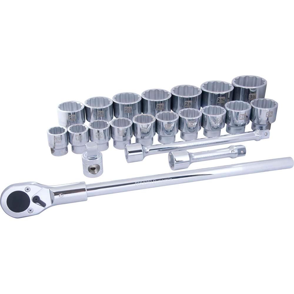 Tools 1-in Drive 12 Point Standard Socket & Attachment Set, SAE, 21-pk V1F6 - product image 1