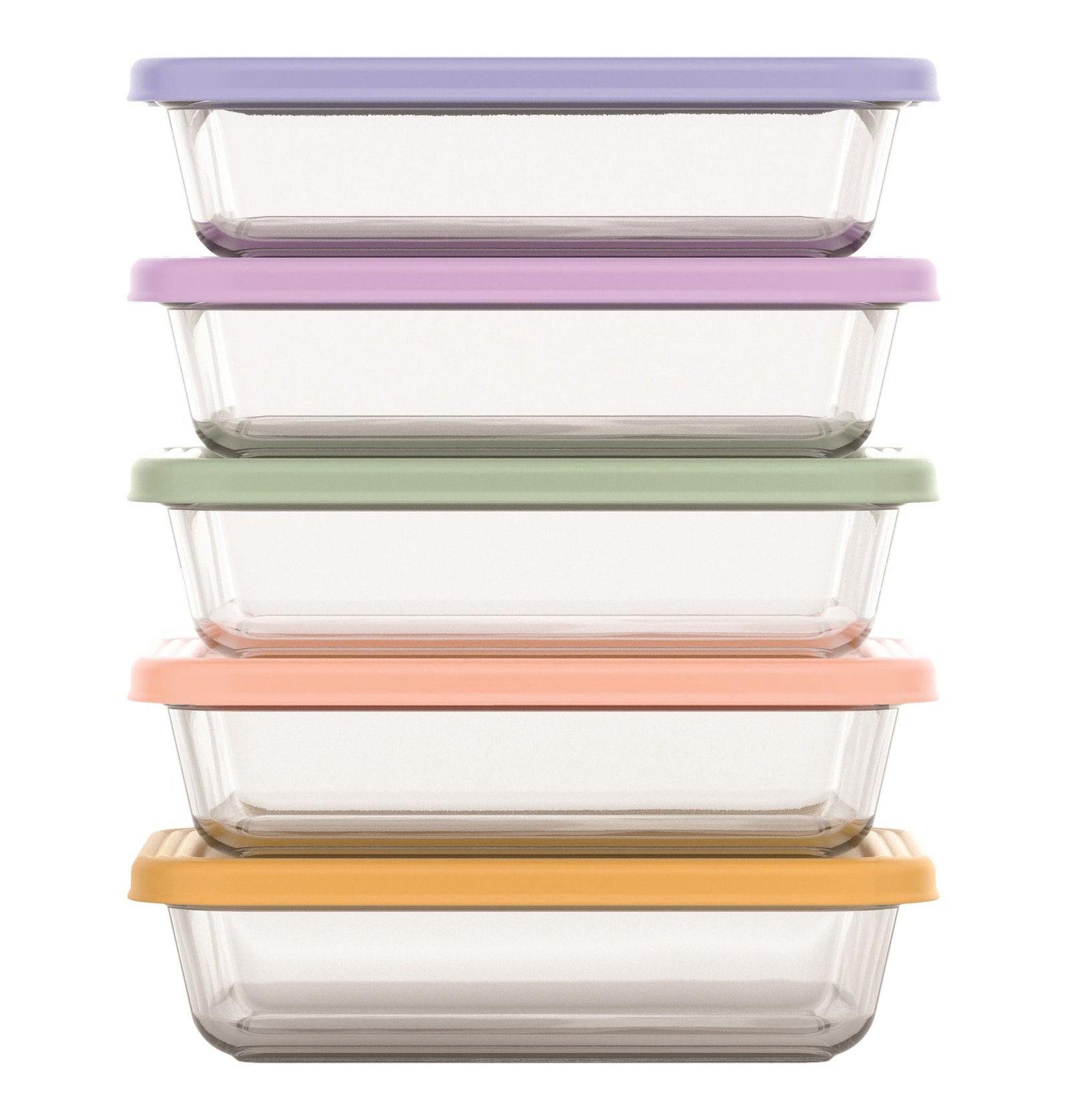 Everyday Glass Meal Prep Food Storage Container Set with Press-Fit Lids, Multi-Coloured, 10-pc B1D1 - product image 1