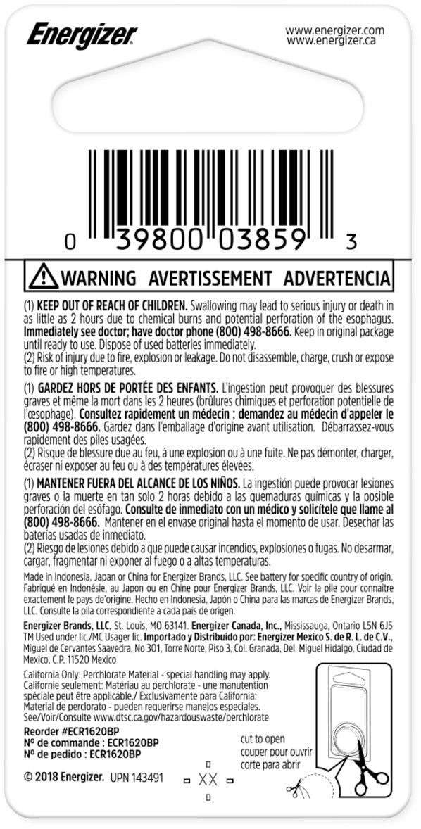 1-pk CR1620 3V / 3 Volt Lithium Coin Cell Battery M9U2 - product image 2