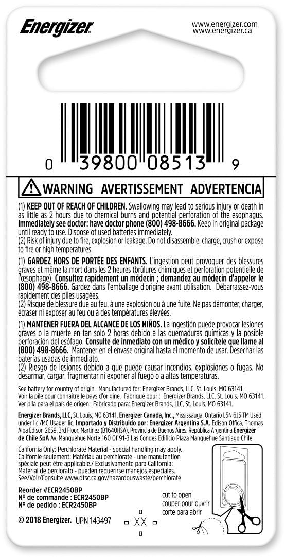 1-pk CR2450 3V / 3 Volt Lithium Coin Cell Battery, Long Lasting, All Purpose I0A3 - product image 2