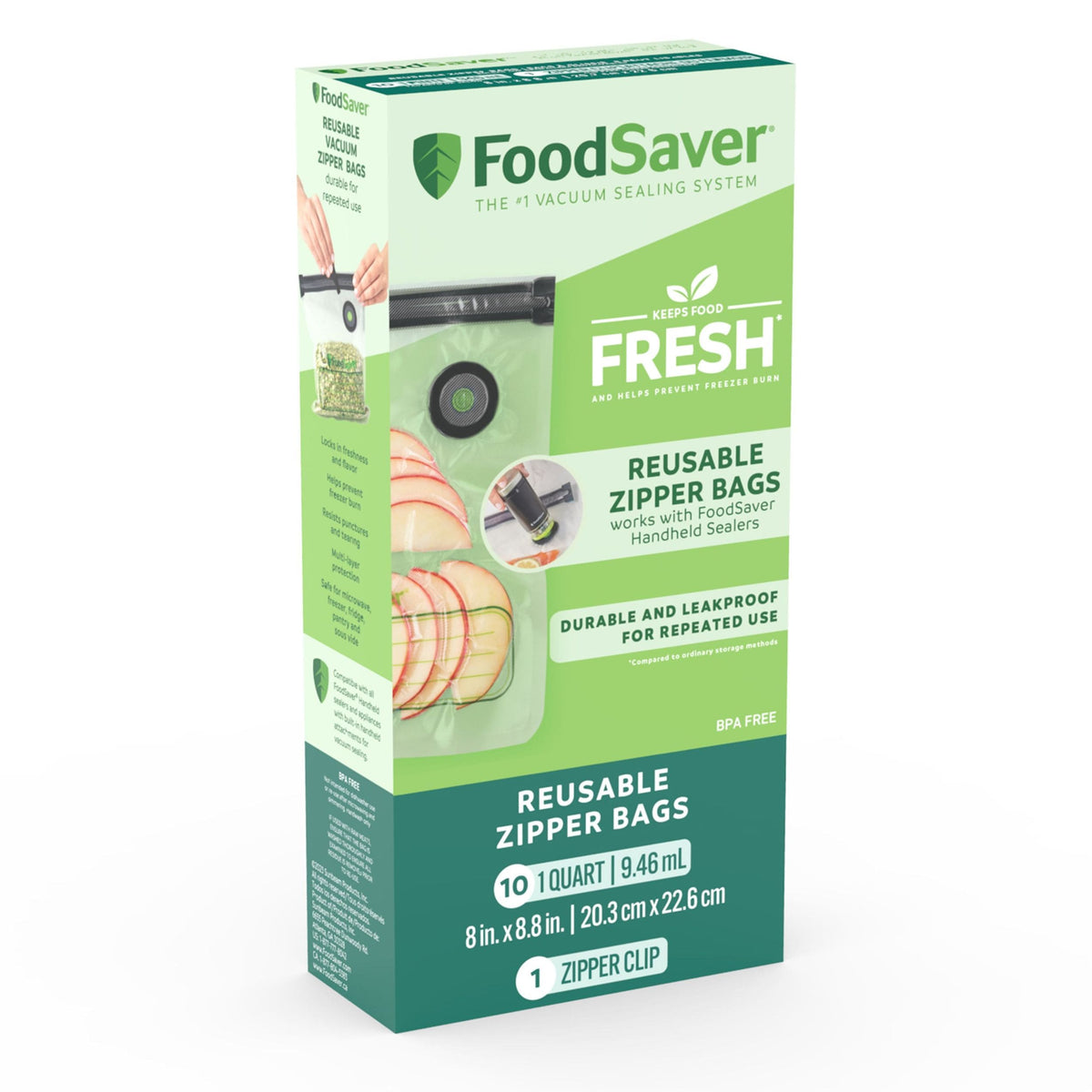 Reusable Zipper Vacuum Sealer Bags, 946mL, 10-pk D3D2 - product image 1