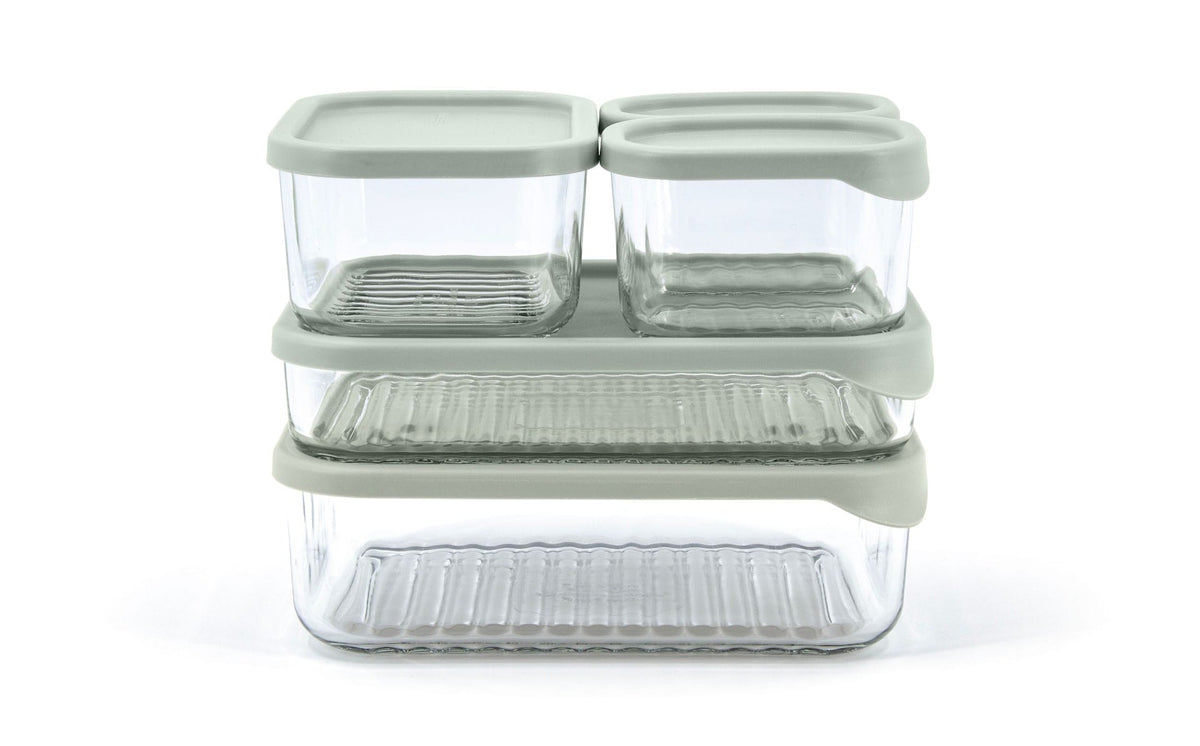 Modular Reusable Glass Fridge Food Storage Container Set with Peel-Off Lid, 5 Count Z2X8 - product image 1