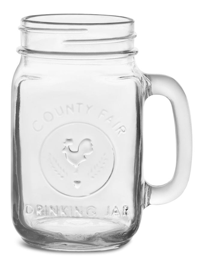 Glass Drinking Mason Jar, 16.5-oz, with Handle, Dishwasher Safe G6D9 - product image 1