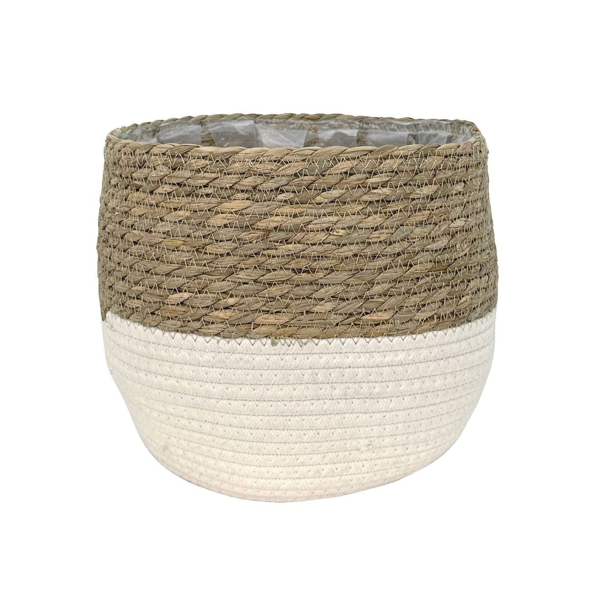 Weave Cotton Jute Round Basket Planter with Leaf-Proof Plastic Lining, 10-in T5N5 - product image 1
