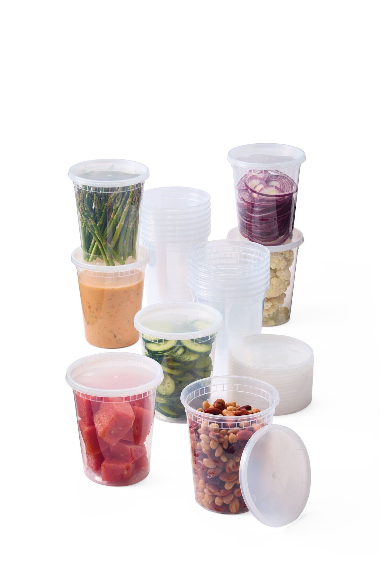 Round Plastic Deli-Style Food Storage Container Set, 32-oz, 40-pc X6G9 - product image 1