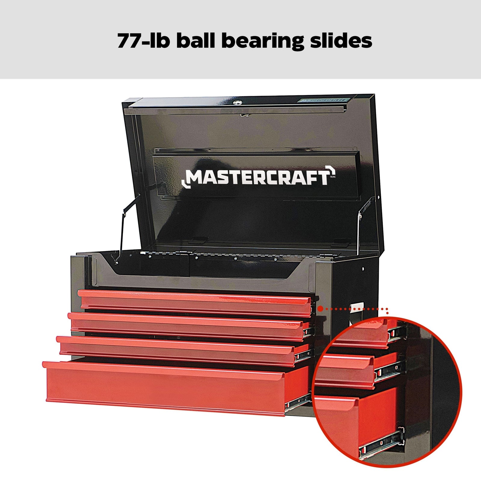 Tool Chest with 4 Drawers, Black & Red, 26-in B4I1 - product image 5