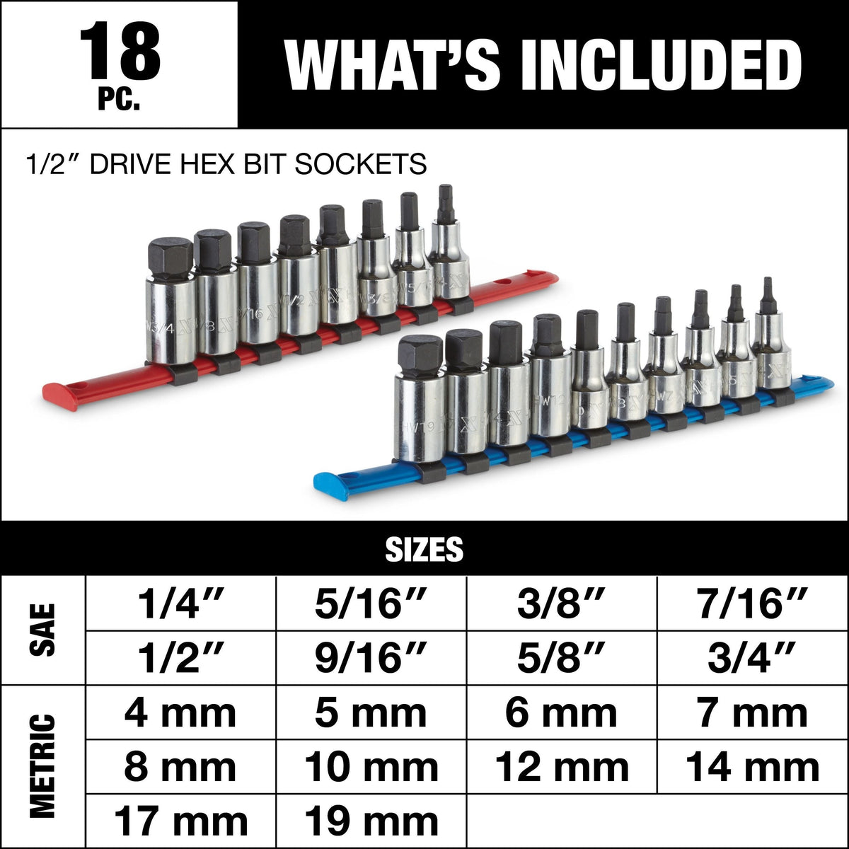 1/2-in Drive Hex Bit Socket Set, 18-pc X4A2 - product image 3