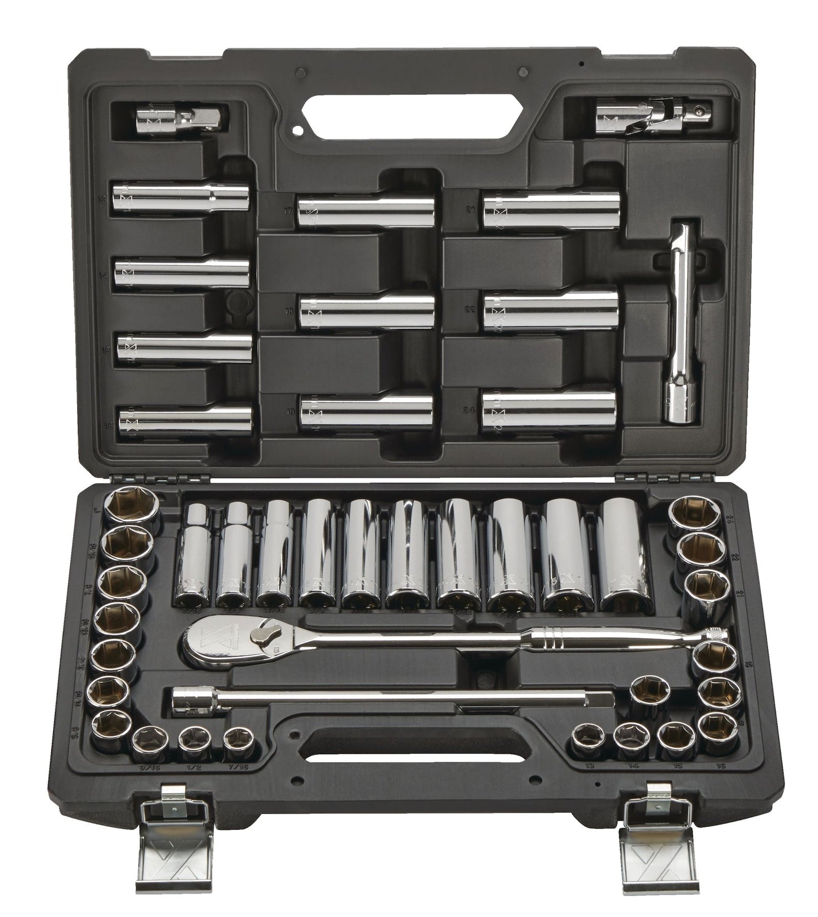 1/2-in Drive Professional Grade Socket Set, 45-pc, SAE/Metric, CRV, Nickel-Chrome Plating B9E0 - product image 1