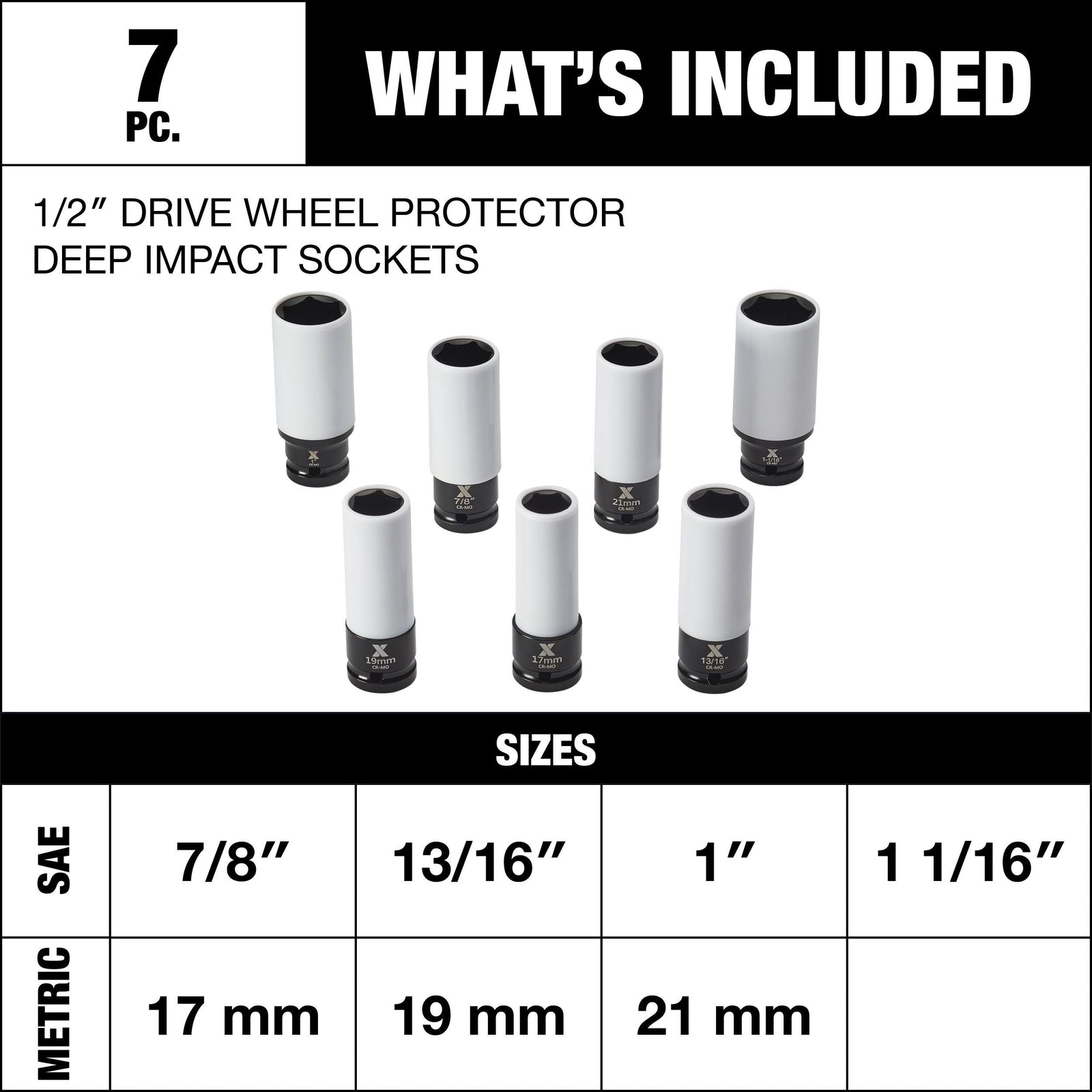 1/2-in Drive Wheel Protector Deep Impact Socket Set, 7-pc G8S7 - product image 2