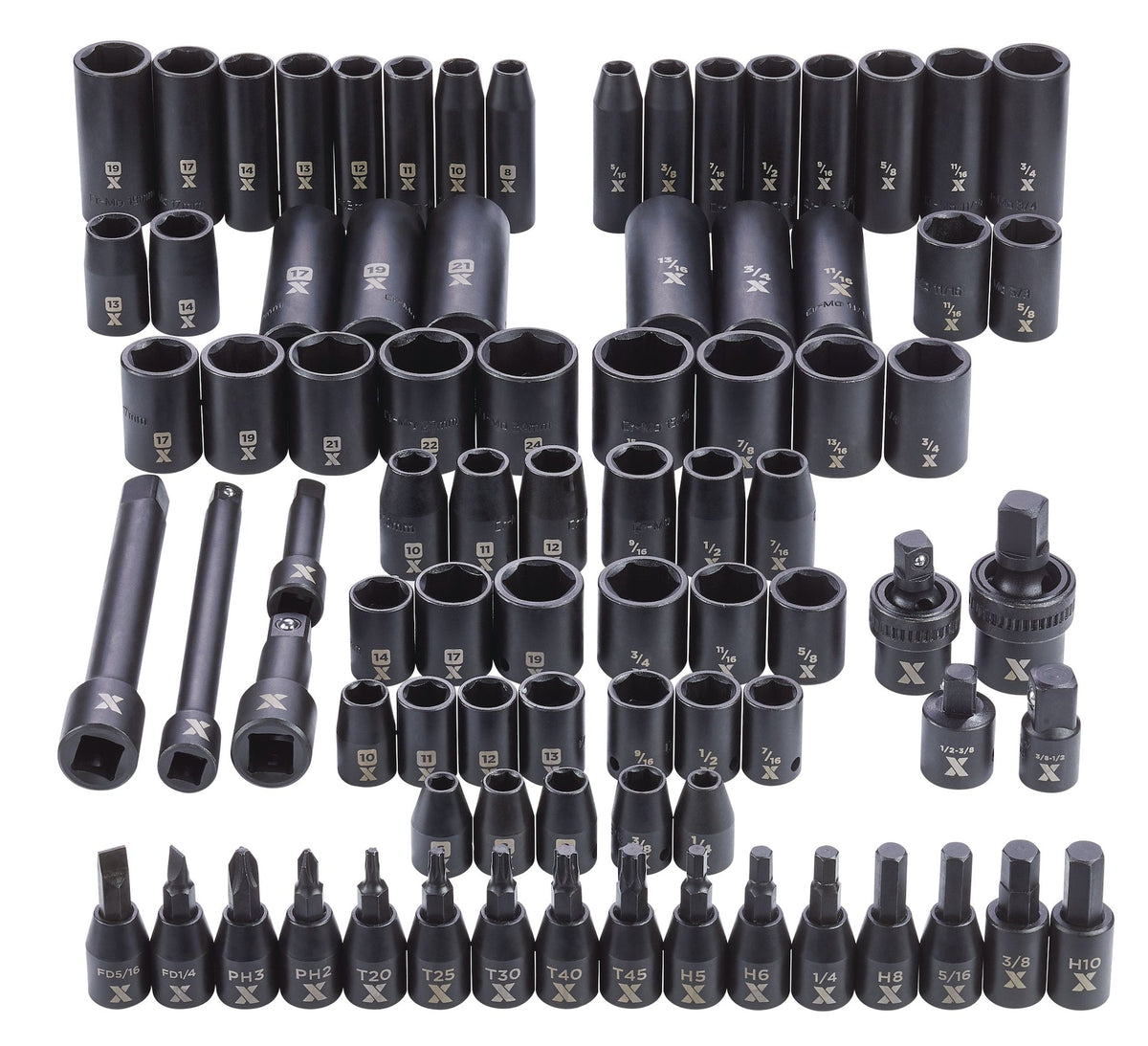 3/8-in & 1/2-in Drive Professional Grade Impact Socket Set, 83-pc, CRMO U0M8 - product image 8