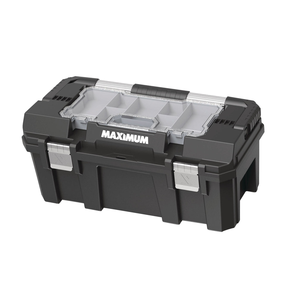 Heavy-Duty Plastic Tool Box with Removable Tray & Organizer, 22-in, Black F8E9 - product image 1