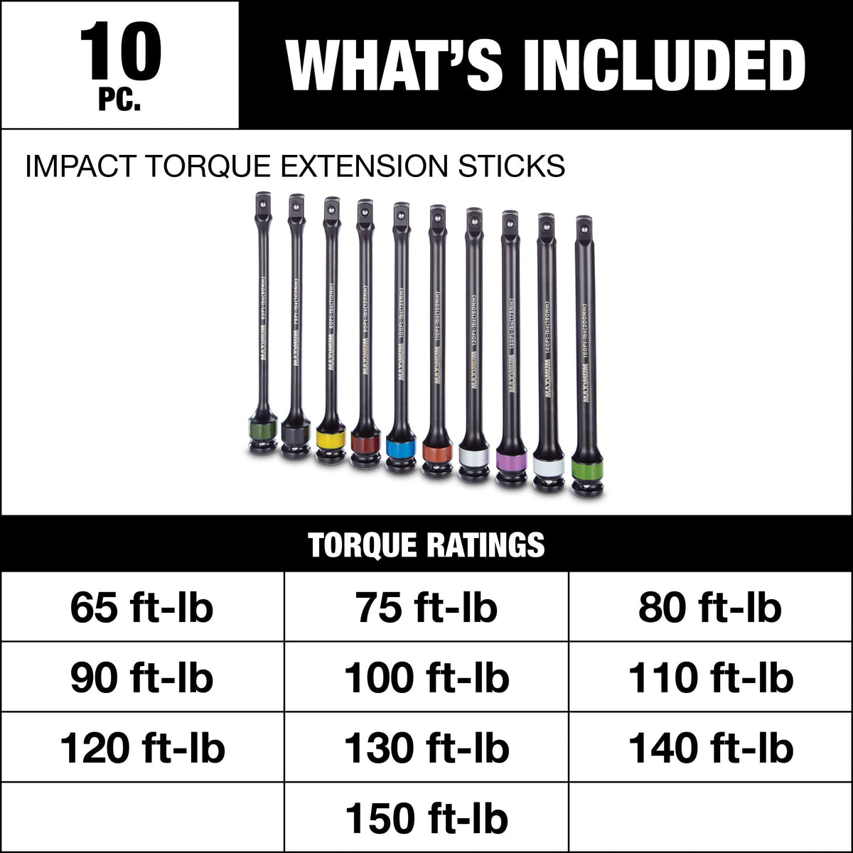 Impact Torque Extension Sticks, 10-pc P0S8 - product image 4