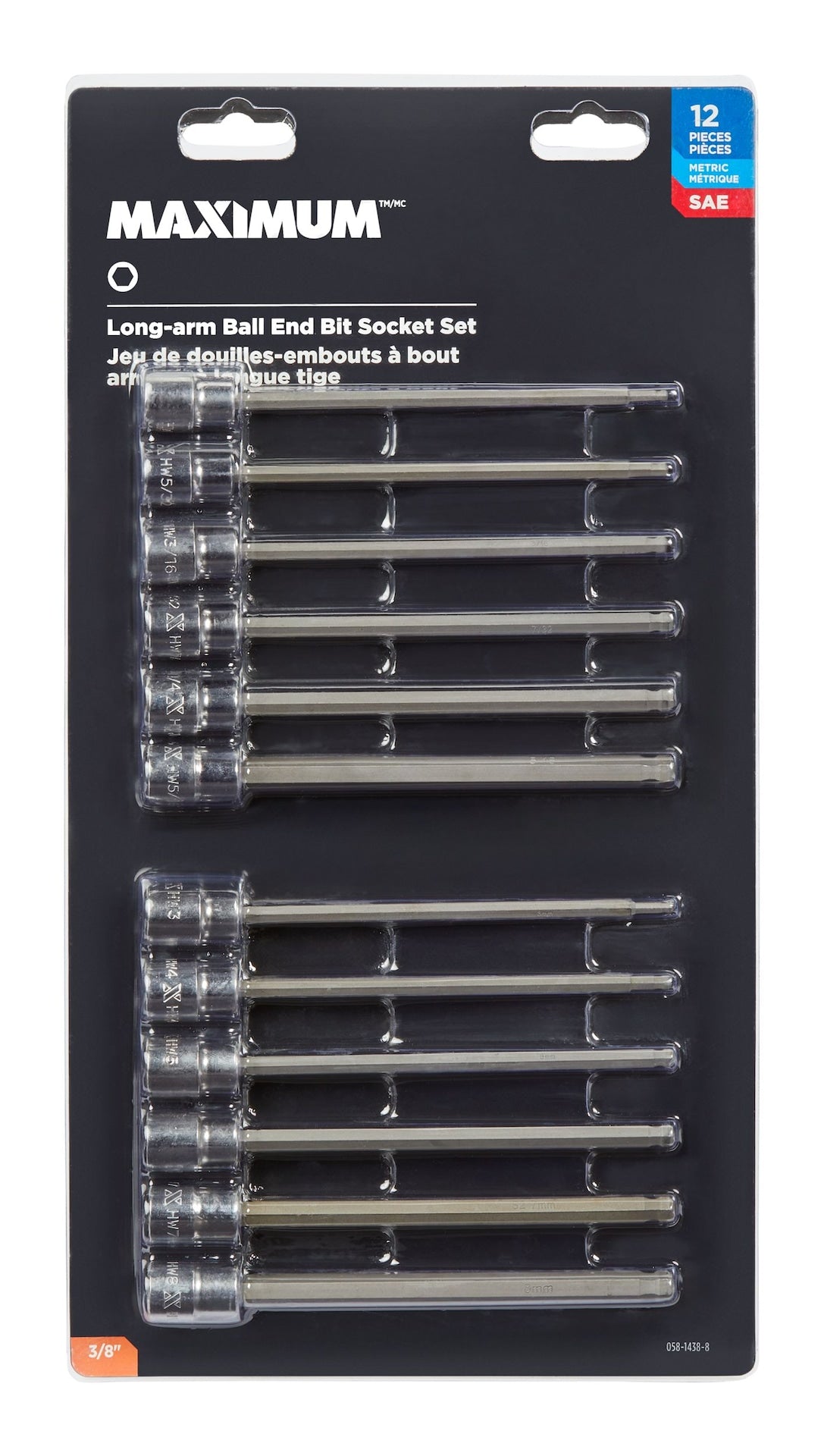Long-Arm Ball End Bit Socket Set, 3/8-in, 12-pc U9J9 - product image 4