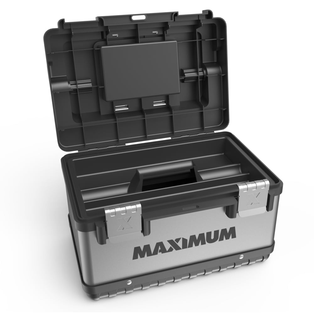 Portable Plastic & Metal Tool Box with Removable Tray & Organizer, Black, 15-in K4J2 - product image 2
