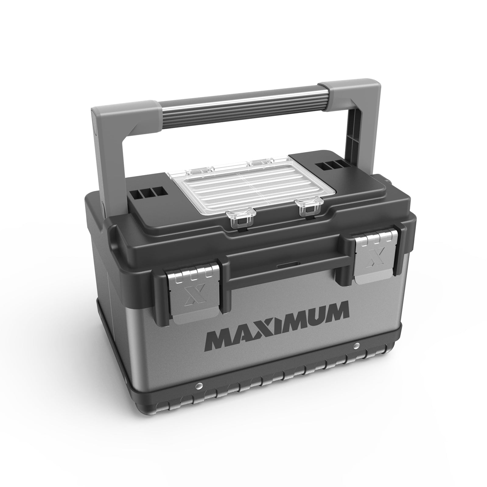 Portable Plastic & Metal Tool Box with Removable Tray & Organizer, Black, 15-in K4J2 - product image 3
