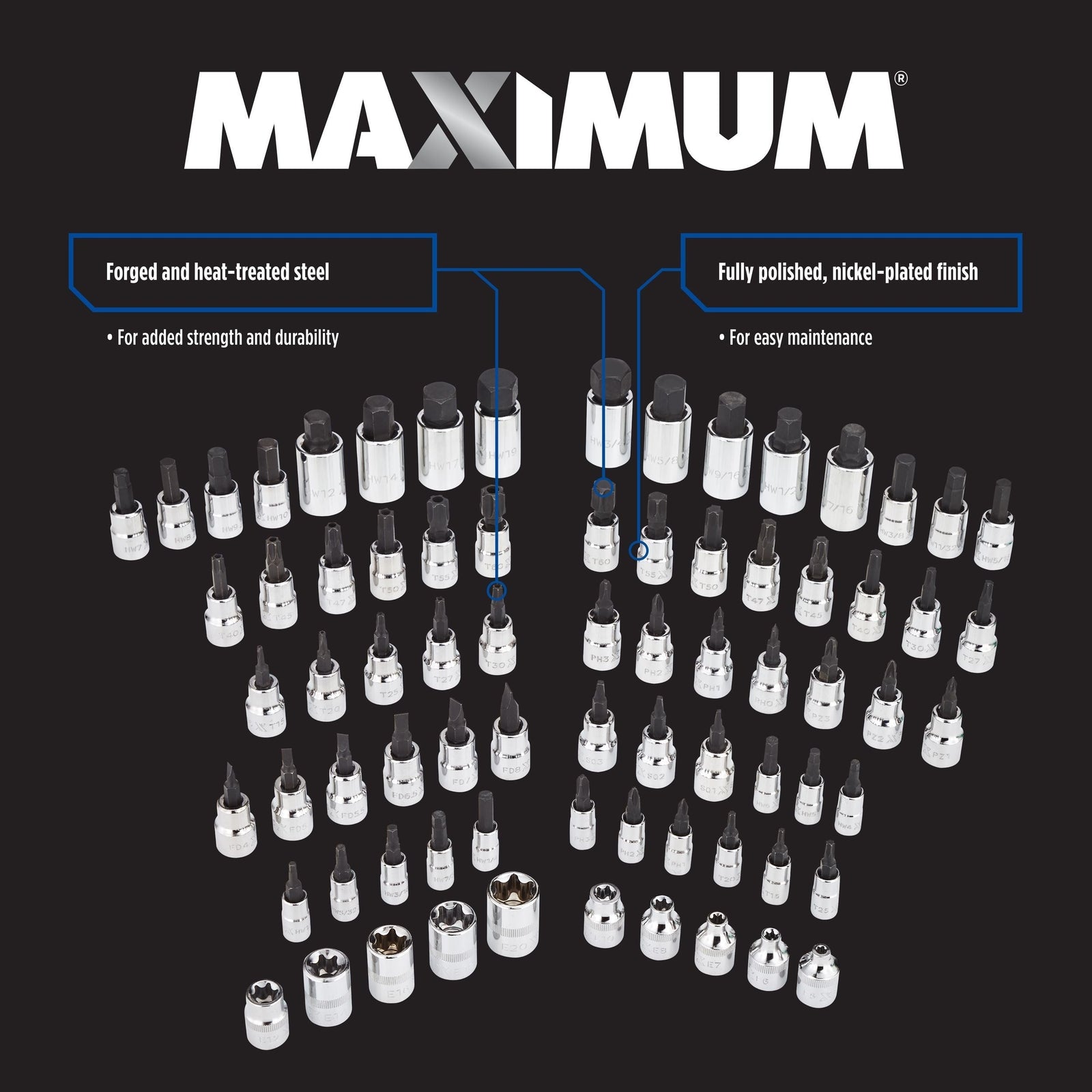 Professional Grade Bit Socket Set, 75-pc Z8K4 - product image 2