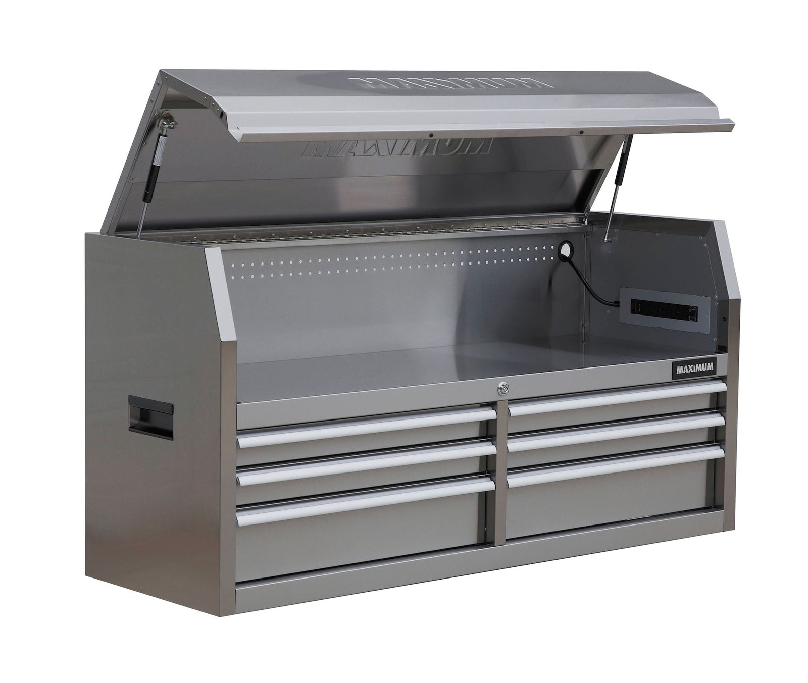 Tool Storage Chest with 6 Drawers, Powerbar with USB, Stainless Steel, 56-in O1D5 - product image 1