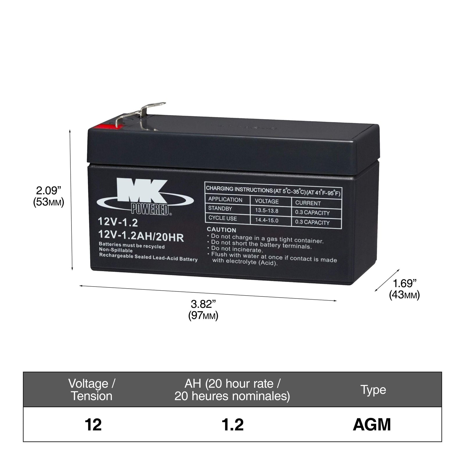 Battery 12-Volt 1.2 Ah SLA Battery, F1 Terminal Z3G5 - product image 1
