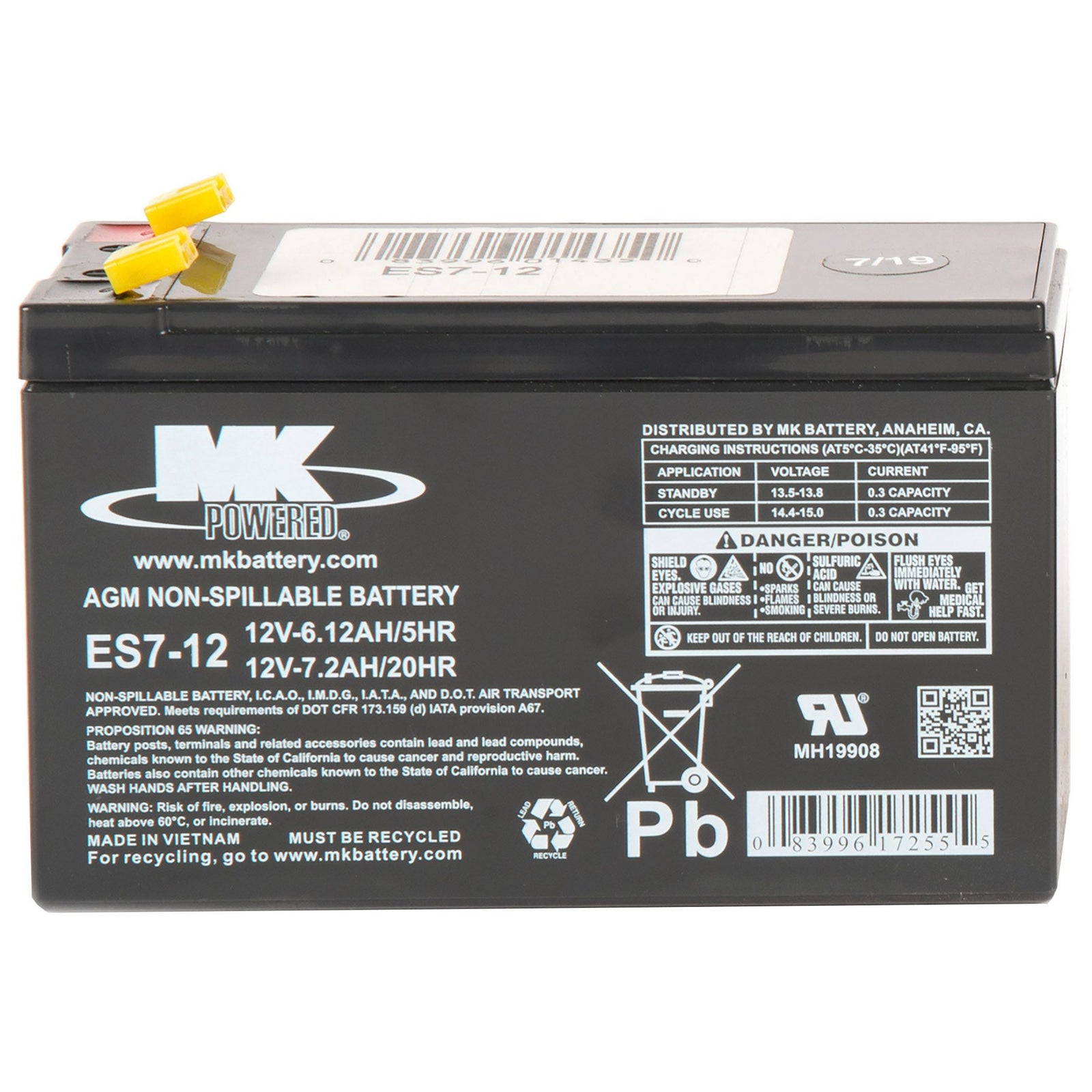 Battery 12-Volt 7.2 Ah SLA Battery, F2 Terminal C3G8 - product image 2