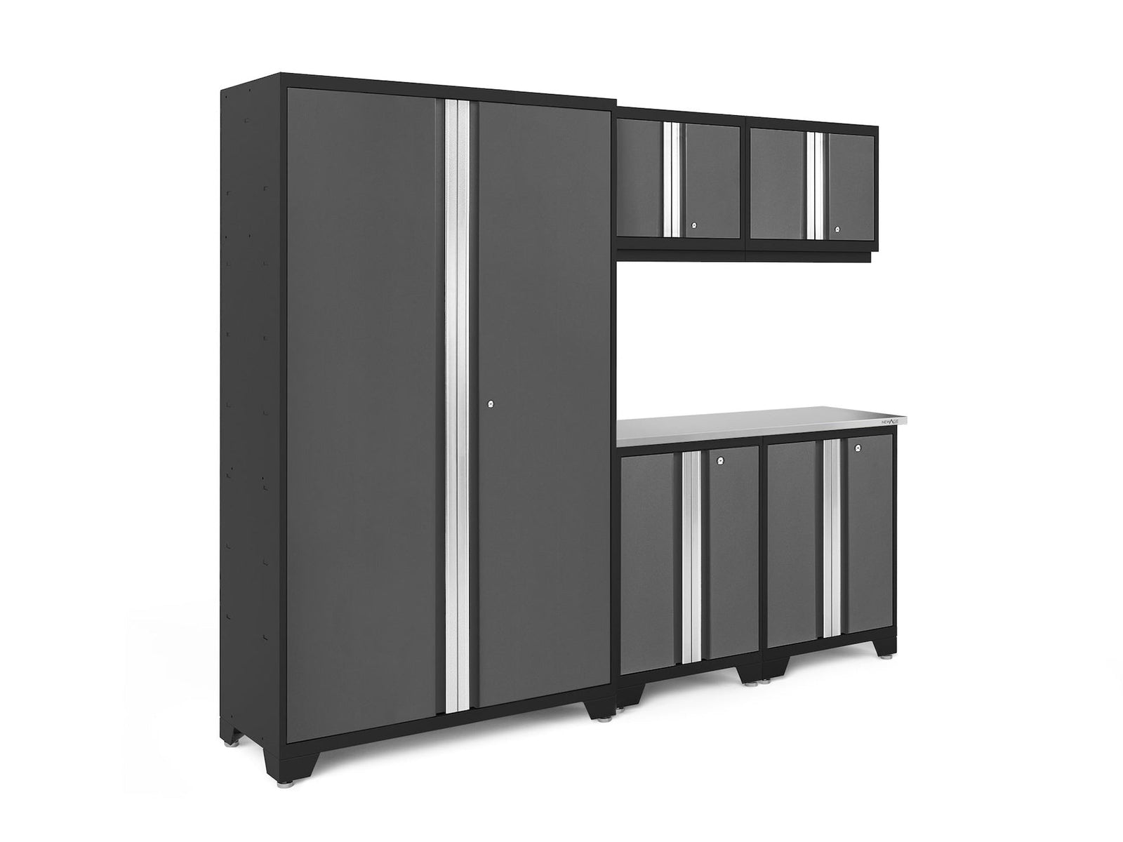 Bold 3.0 Series 24-Gauge Steel Garage Cabinetry Set with Stainless Steel Top, Partial Assembly, 96-in x 18-in x 72-in, 6-pc D4N2 - product image 2