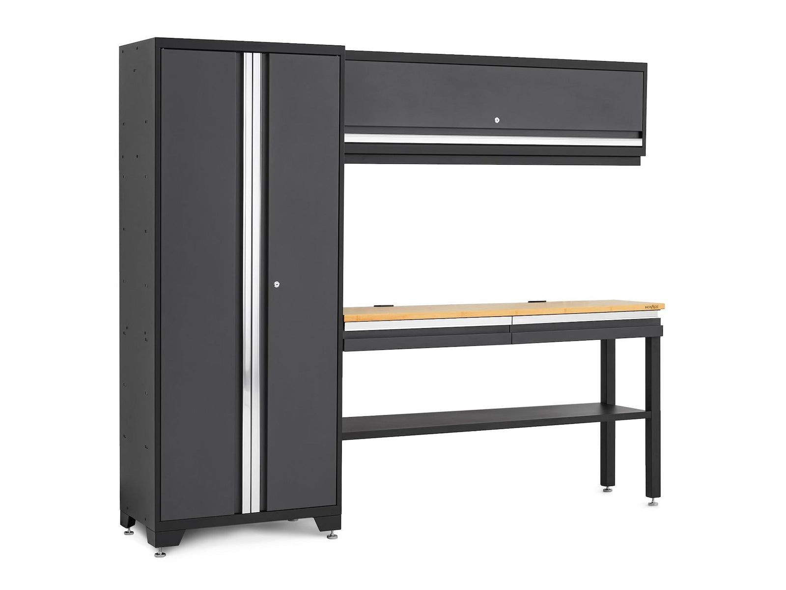 Bold 3.0 Series All-in-One Lockable Steel Garage Cabinetry Set with Bamboo Top, Grey, 90-in x 18-in x 72-in, 4-pc J2W6 - product image 1