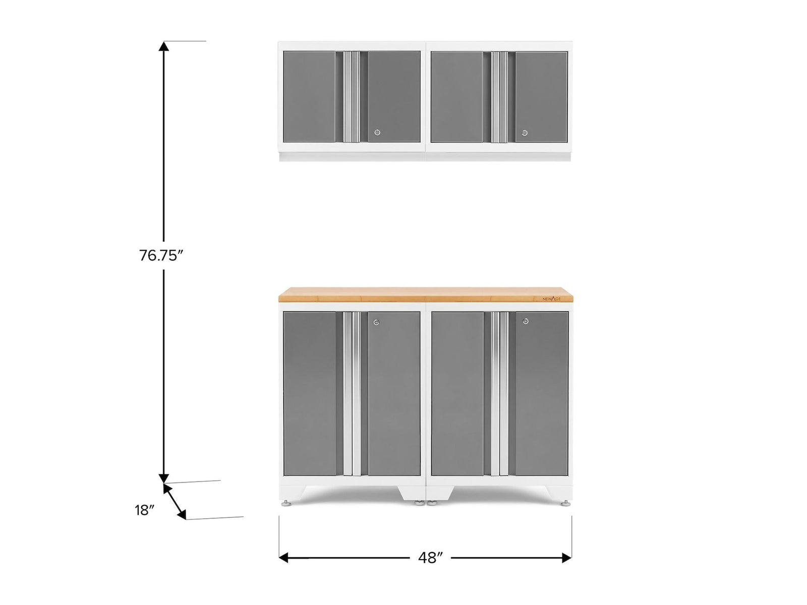 Bold 3.0 Series All-in-One Lockable Steel Garage Cabinetry Set with Bamboo Top, White/Platinum, 48-in x 18-in x 76.75-in, 5-pc Z5Y2 - product image 2