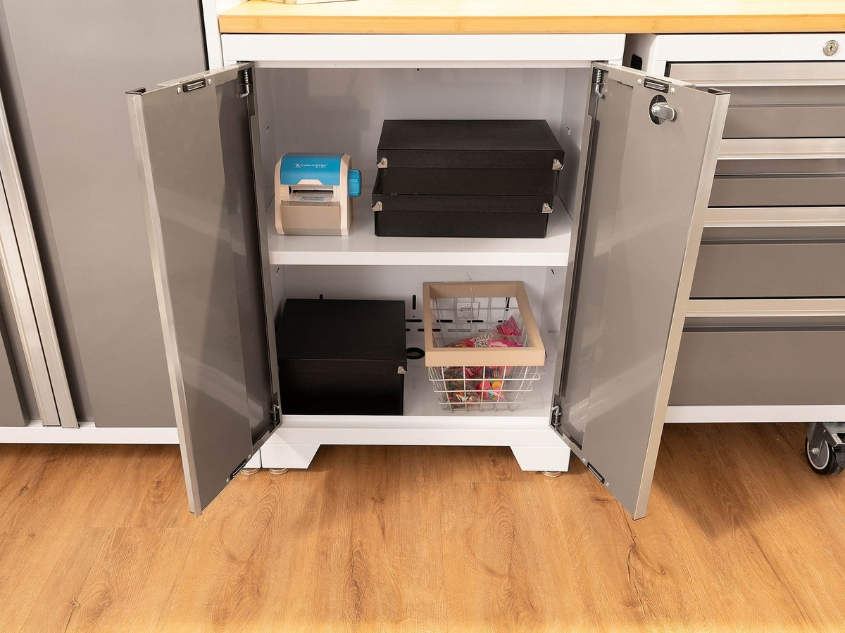 Bold 3.0 Series All-in-One Lockable Steel Garage Cabinetry Set with Stainless Steel Top, White/Platinum, 48-in x 18-in x 76.75-in, 5-pc U3K6 - product image 3