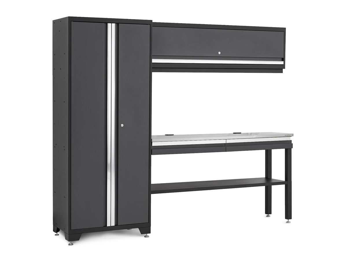 Bold 3.0 Series All-in-One Lockable Steel Garage Cabinetry Set with Stainless Steel Top, Grey, 90-in x 18-in x 72-in, 4-pc Y9I9 - product image 1