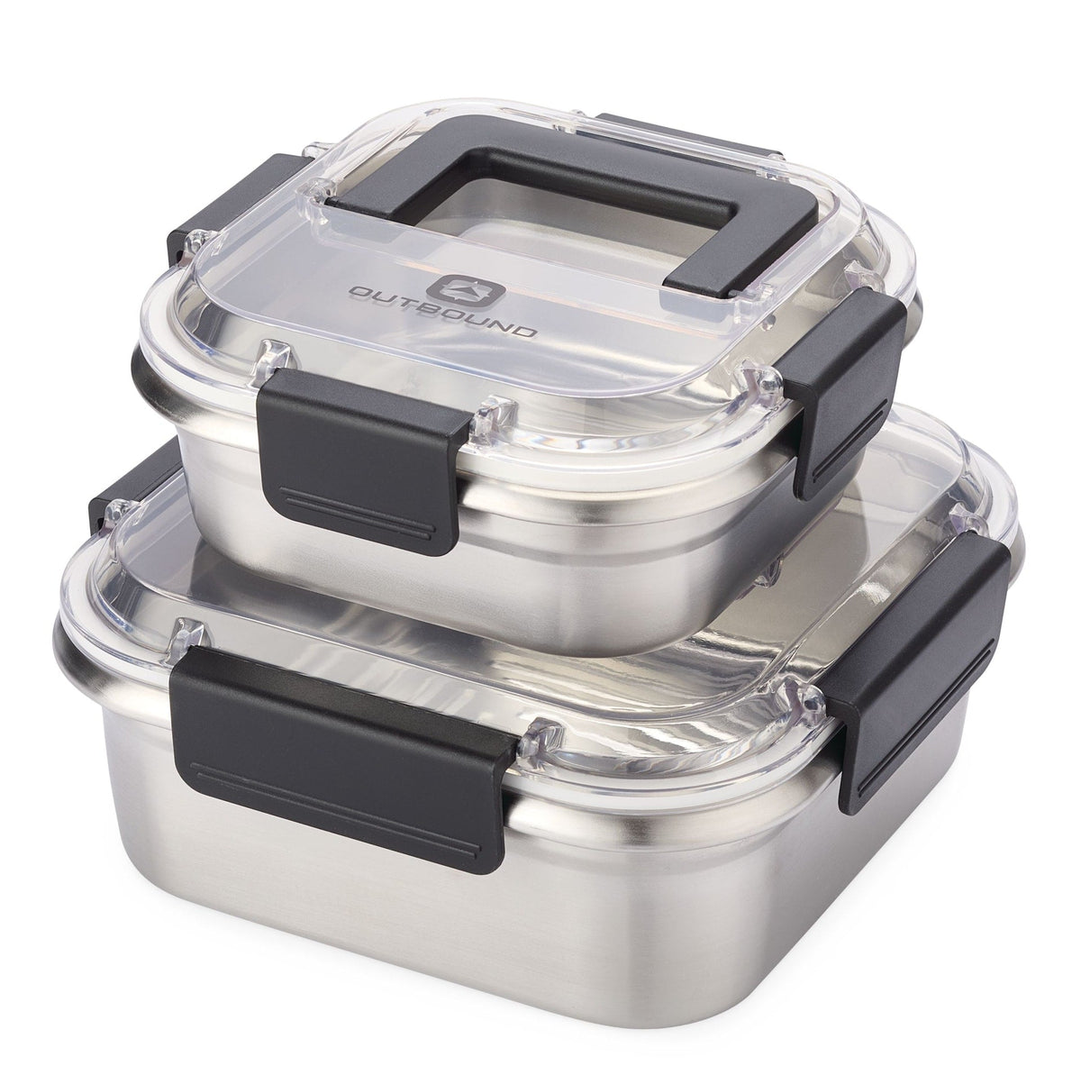 Leakproof Stainless Steel Food Storage Container with Lid, Clear/Black, 2-pk R5V2 - product image 1