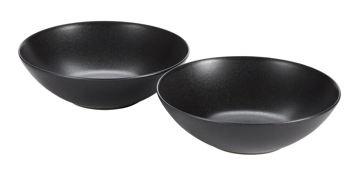 Dorset Large Coupe Stoneware Bowl Set, Oven Safe, 2-pk, Black Reactive Q3X8 - product image 1