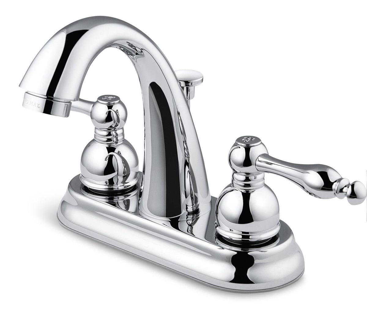 Double Handle Curved Spout 4-in Centreset Bathroom Sink Faucet, Chrome H4N0 - product image 1