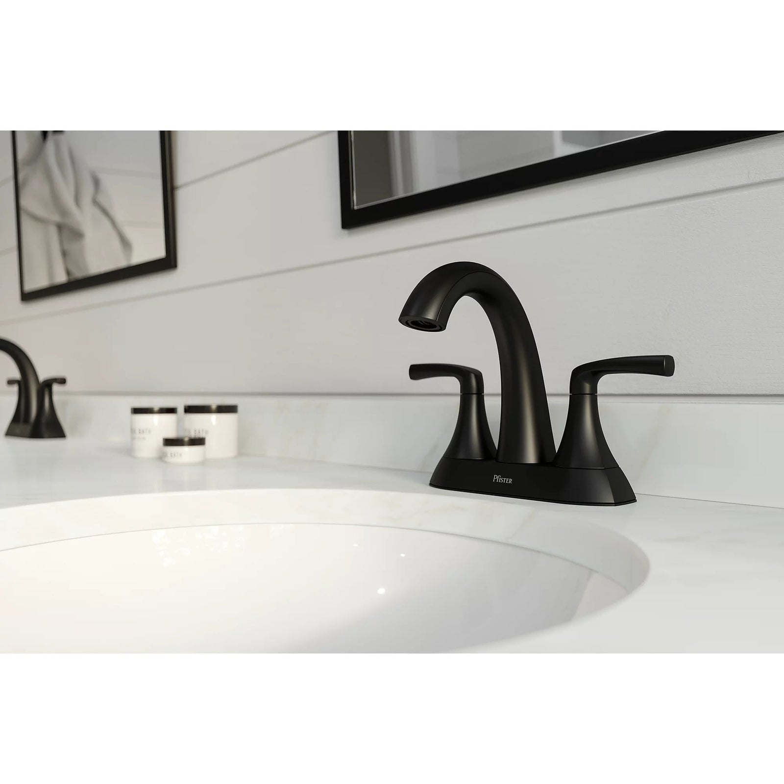 Rancho Double Handle 4-in Centreset Bathroom Sink Faucet Push & Seal Drain, WaterSense Certified, Matte Black A5D5 - product image 7
